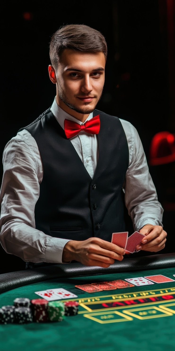 Live Texas Hold'em Bonus table at pohon emas with dealer and community cards displayed